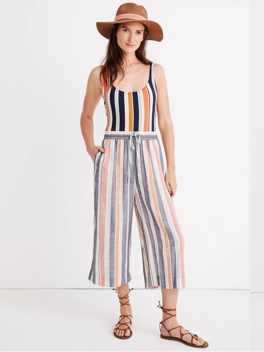 Madewell Huston Cover-Up Crop Pants in
Towel Stripe